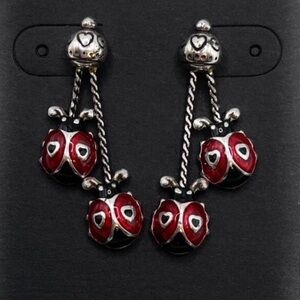 🐞RARE BRIGHTON VINTAGE Ladybug Dangle Earrings! Firm on Price 🐞